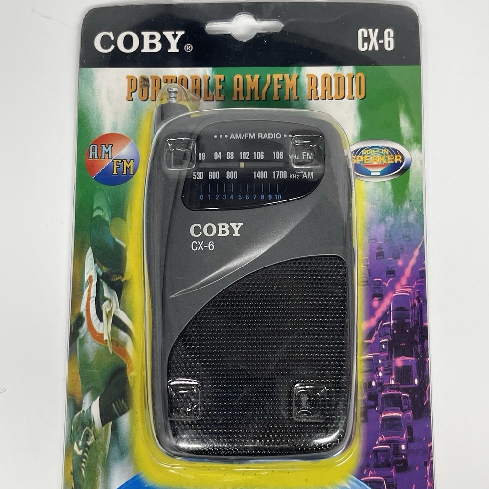 Vintage Coby Cx-6 Pocket AM FM Radio Slim Compact With Earphones NEW Sealed - Picture 3 of 8